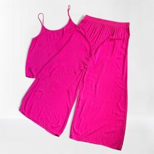 Zenana Lounge Set - Cami Top & Wide Leg Pants in hot pink